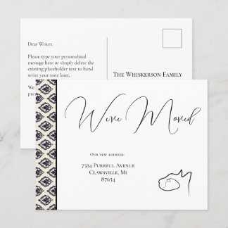 Cat Black & White We’ve Moved, Change of Address Postcard