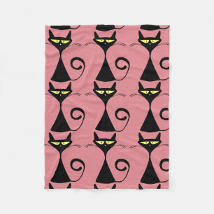 Cat blankets, Pink Fleece with black kitty Blanket