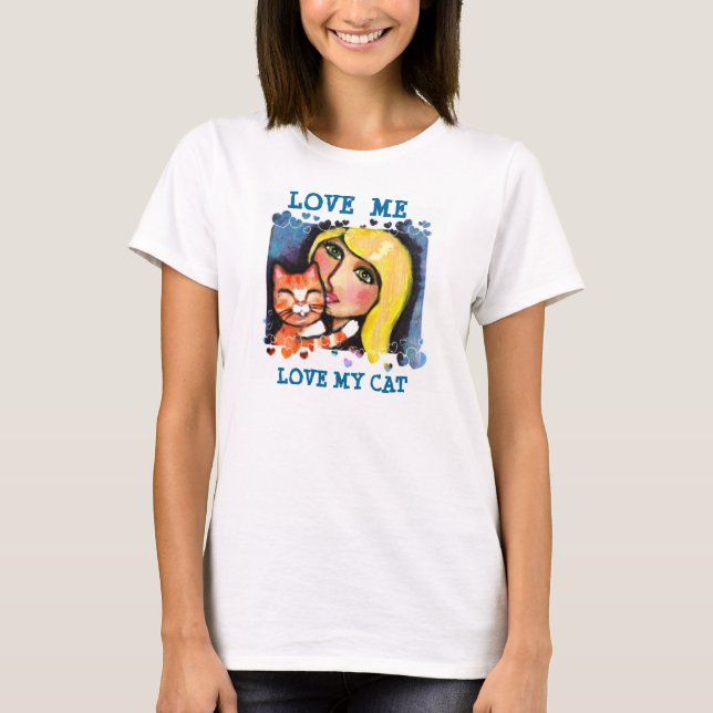 Cat & Blonde Lady T-Shirt (Front)