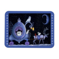 Cat Blue Carriage Winter Snowy Owl White Deer Cute