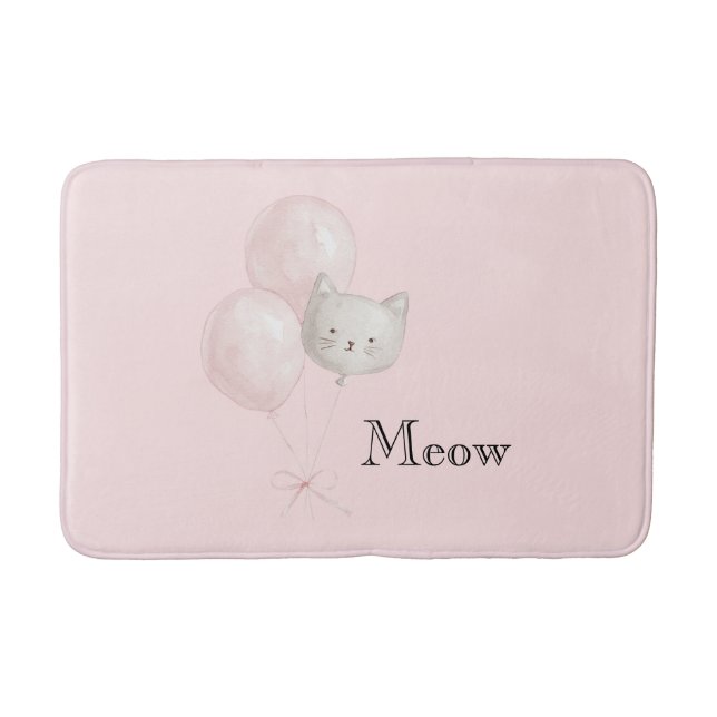 Cat Blush Pink Balloons   Bath Mat (Front)