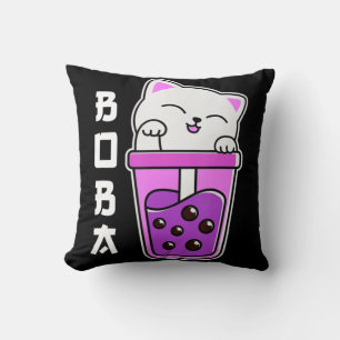 Cat Boba Anime Bubble Tea Neko Girls Kawaii Girls  Cushion