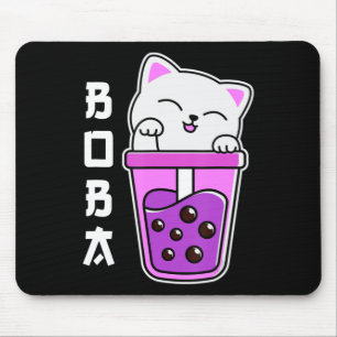 Cat Boba Anime Bubble Tea Neko Girls Kawaii Girls  Mouse Pad