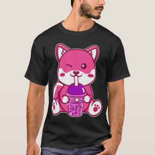 Cat Boba Cute Bubble Tea Anime Neko Kawaii for Gir T-Shirt