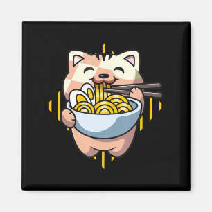 cat boba eat ramen anime kawaii neko cat drinking  magnet