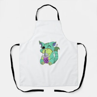 Cat Boba Tea Anime Kawaii Graphic Pastel Goth Hall Apron