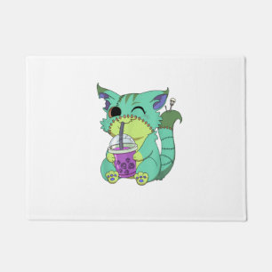 Cat Boba Tea Anime Kawaii Graphic Pastel Goth Hall Doormat
