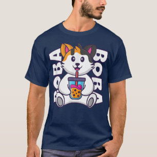 Cat Boba Tea Bubble Girls Women Kids Men Anime Kaw T-Shirt