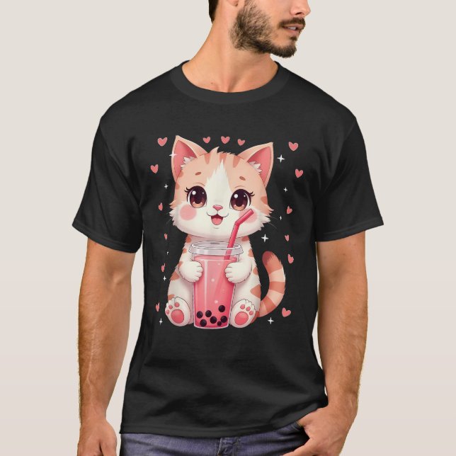Cat Boba Tea Bubble Tea Anime Girls Women Kawaii N T-Shirt (Front)