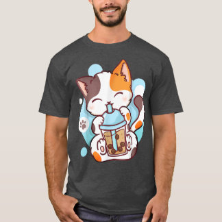 Cat Boba Tea Bubble Tea Anime Kawaii Neko 592 T-Shirt