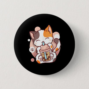 Cat Boba Tea Bubble Tea Anime Kawaii Neko  6 Cm Round Badge