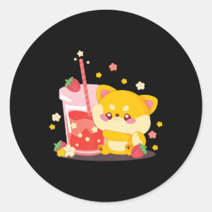 Cat Boba Tea Bubble Tea Anime Kawaii Neko for Girl Classic Round Sticker