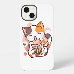 Cat Boba Tea Bubble Tea Anime Kawaii Neko for Girl iPhone 13 Case