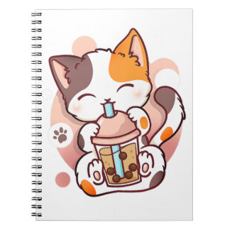 Cat Boba Tea Bubble Tea Anime Kawaii Neko for Girl Notebook