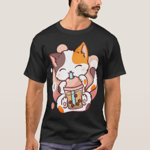 Cat Boba Tea Bubble Tea Anime Kawaii Neko for Girl T-Shirt
