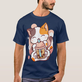 Cat Boba Tea Bubble Tea Anime Kawaii Neko For Girl T-Shirt