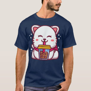 Cat Boba Tea Bubble Tea Anime Kawaii Neko For Girl T-Shirt