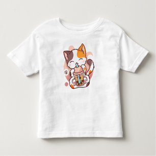 Cat Boba Tea Bubble Tea Anime Kawaii Neko for Girl Toddler T-Shirt