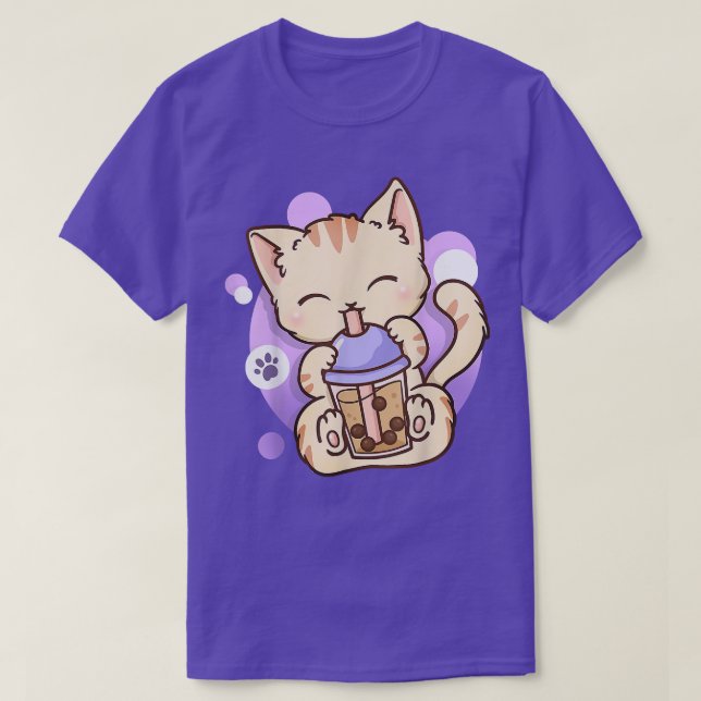 Cat Boba Tea Bubble Tea Anime Kawaii Neko Gift Gir T-Shirt (Design Front)