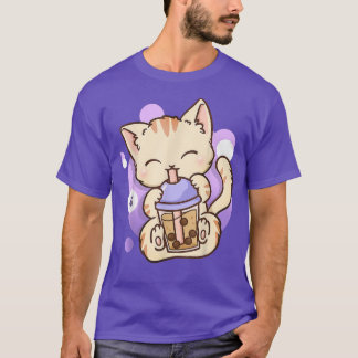 Cat Boba Tea Bubble Tea Anime Kawaii Neko Gift Gir T-Shirt