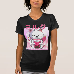 Cat Boba Tea Bubble Tea Anime Kawaii Neko Gift Kid T-Shirt