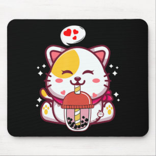 Cat Boba Tea Bubble Tea Anime Kawaii Neko Gifts Gi Mouse Pad