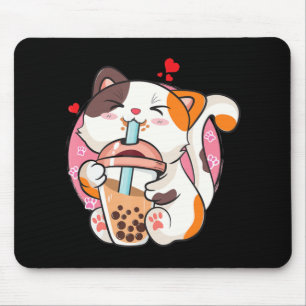 Cat Boba Tea Bubble Tea Anime Kawaii Neko Kids Tee Mouse Pad