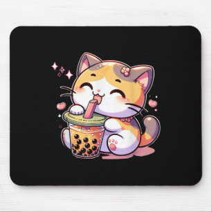 Cat Boba Tea Bubble Tea Anime Kawaii Neko Kids Tee Mouse Pad
