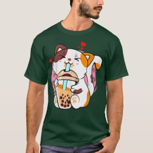 Cat Boba Tea Bubble Tea Anime Kawaii Neko Milktea T-Shirt