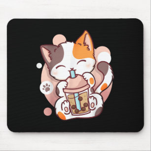 Cat Boba Tea Bubble Tea Anime Kawaii Neko Mouse Pad