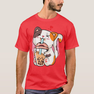Cat Boba Tea Bubble Tea Anime Kawaii Neko T-Shirt
