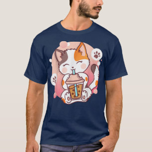 Cat Boba Tea Bubble Tea Anime Kawaii Neko  T-Shirt