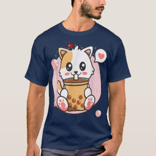 Cat Boba Tea Bubble Tea Kawaii Anime Japanese Girl T-Shirt