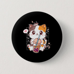Cat Boba Tea Bubble Tea Kawaii Anime Japanese Neko 6 Cm Round Badge