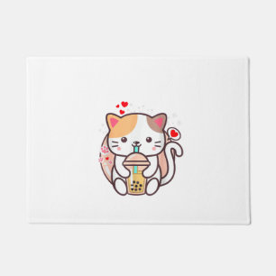 Cat Boba Tea Bubble Tea Kawaii Anime Japanese Neko Doormat