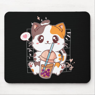Cat Boba Tea Bubble Tea Kawaii Anime Japanese Neko Mouse Pad