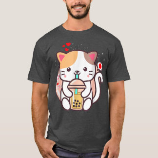Cat Boba Tea Bubble Tea Kawaii Anime Japanese Neko T-Shirt