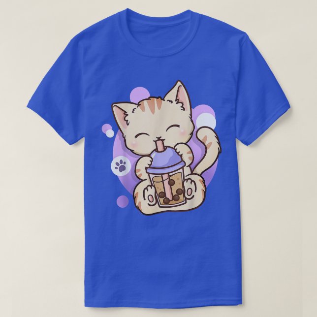 Cat Boba Tea Bubble Tea Kawaii Anime Japanese Neko T-Shirt (Design Front)