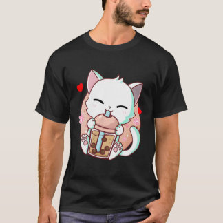 Cat Boba Tea Bubble Tea Kawaii Anime Japanese Neko T-Shirt