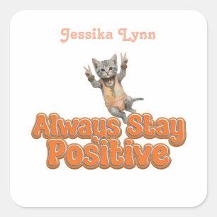 Cat Boho Hippie custom personalised Hippie Square Sticker