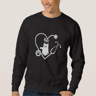 Cat Boo Ghost Spooky Veterinary Vet Technician Ani Sweatshirt