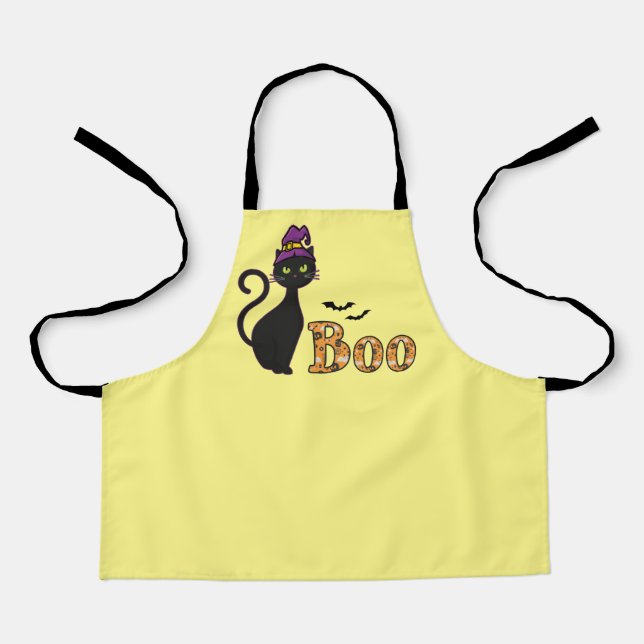 Cat Boo Halloween Apron (Front)