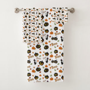 Cat Boo Halloween Bath Towel Set