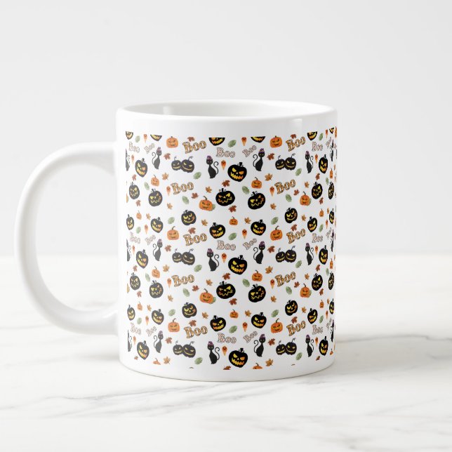Cat Boo Halloween Large Coffee Mug (Left)