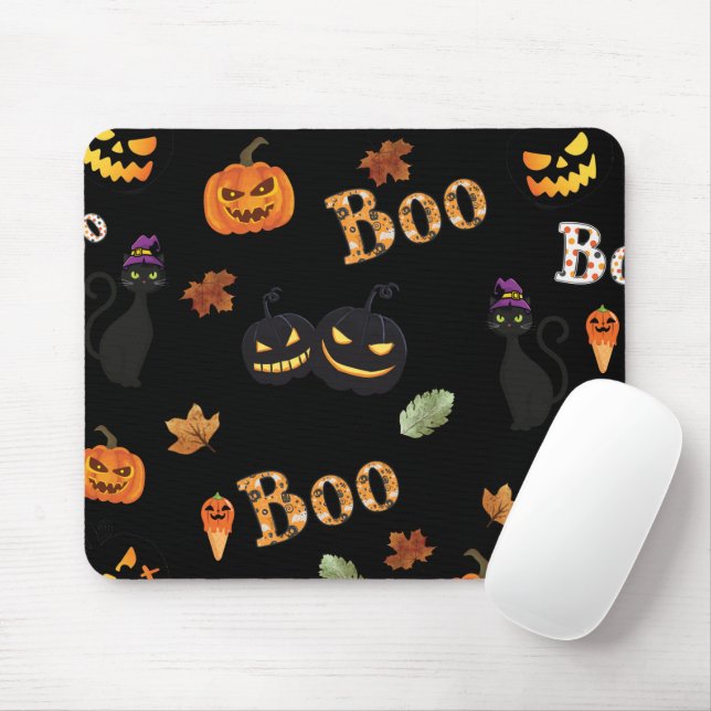 Cat Boo Halloween Mouse Pad (With Mouse)