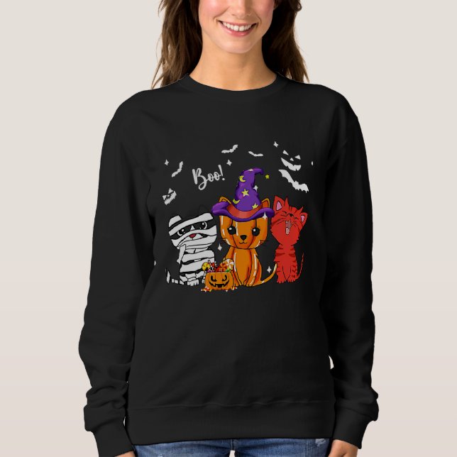 Cat Boo Halloween Sweatshirt (Front)