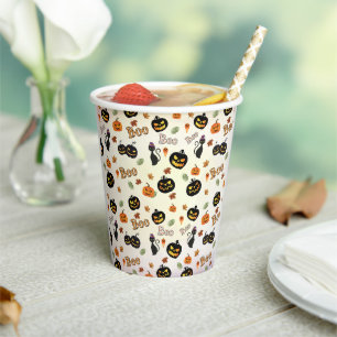 Cat Boo Halloweent. scary halloween night Paper Cups