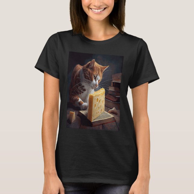 Cat Book Cheese T-Shirt (Front)