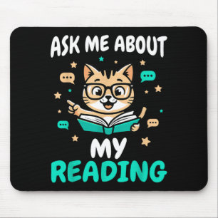 Cat book lover - teacher reading - men women kids mouse pad