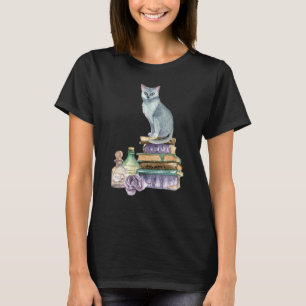 Cat Books Librarian Women's Book Teacher T-Shirt